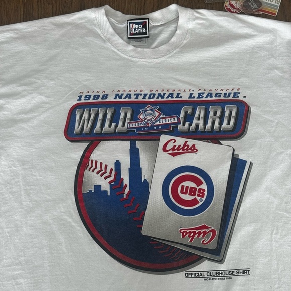 Vintage 1998 Chicago Cubs Wild Card Playoffs Shirt XXL Pro Player MLB Official - Picture 3 of 7
